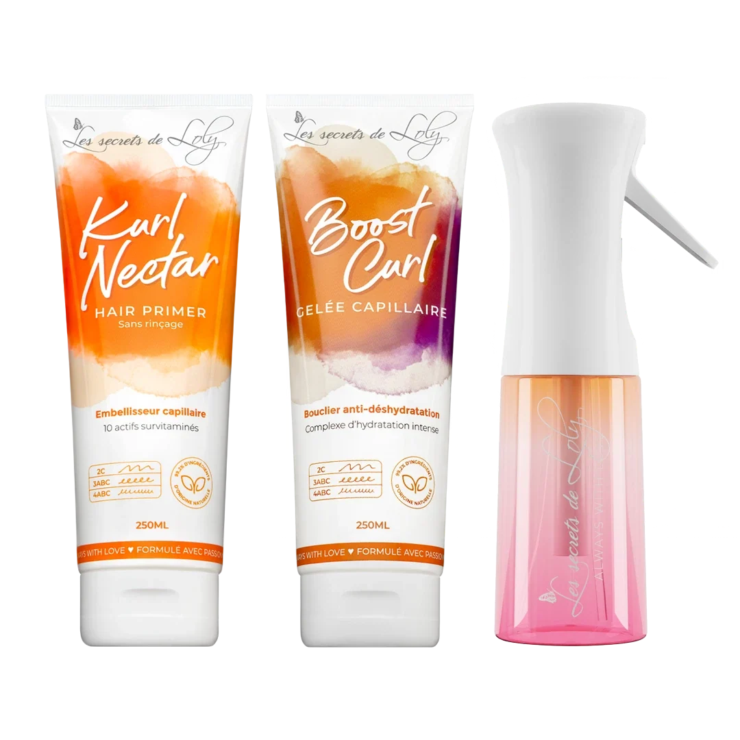 Starter Pack Cheveux Bouclés - Crème sans rinçage, gelée coiffante & vaporisateur